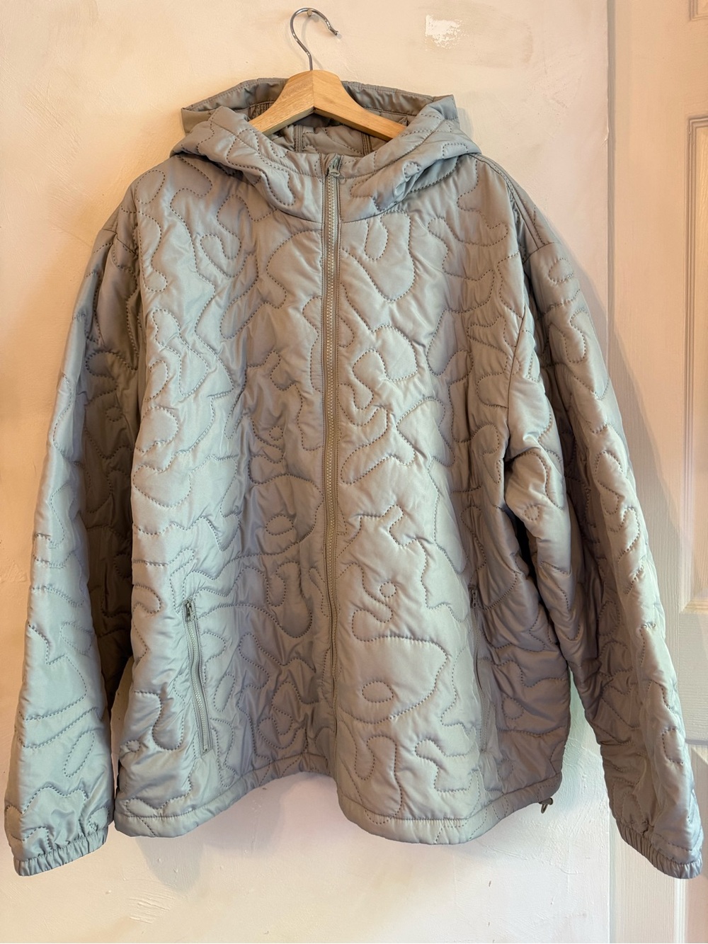 Grey Quilted Puffer Jacket | Hooded Water Resistant XXXL